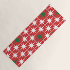 Atomic Age 1950s Retro Vintage Mid-Century Starbursts Pattern in Christmas Green Red White Yoga Mat Gallery Image 1