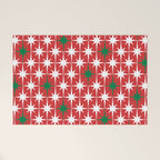 Atomic Age 1950s Retro Vintage Mid-Century Starbursts Pattern in Christmas Green Red White Welcome Mat Gallery Image 1