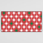 Atomic Age 1950s Retro Vintage Mid-Century Starbursts Pattern in Christmas Green Red White Desk Mat Gallery Image 3