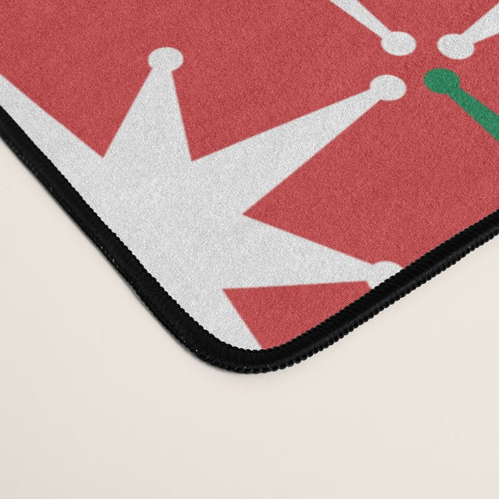 Atomic Age 1950s Retro Vintage Mid-Century Starbursts Pattern in Christmas Green Red White Desk Mat Gallery Image 4