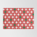 Atomic Age 1950s Retro Vintage Mid-Century Starbursts Pattern in Christmas Green Red White Rug Gallery Image 2