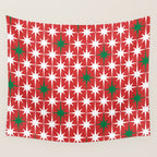 Atomic Age 1950s Retro Vintage Mid-Century Starbursts Pattern in Christmas Green Red White Wall Tapestry Gallery Image 4