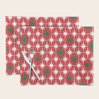 Atomic Age 1950s Retro Vintage Mid-Century Starbursts Pattern in Christmas Green Red White Placemat Gallery Image 1