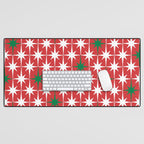 Atomic Age 1950s Retro Vintage Mid-Century Starbursts Pattern in Christmas Green Red White Desk Mat Gallery Image 1