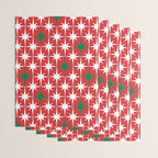 Atomic Age 1950s Retro Vintage Mid-Century Starbursts Pattern in Christmas Green Red White Wrapping Paper Gallery Image 3