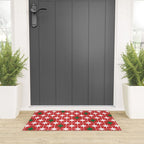 Atomic Age 1950s Retro Vintage Mid-Century Starbursts Pattern in Christmas Green Red White Welcome Mat Gallery Image 3