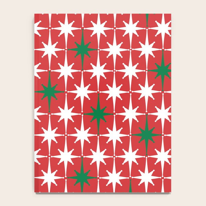 Atomic Age 1950s Retro Vintage Mid-Century Starbursts Pattern in Christmas Green Red White Notebook Gallery Image 4