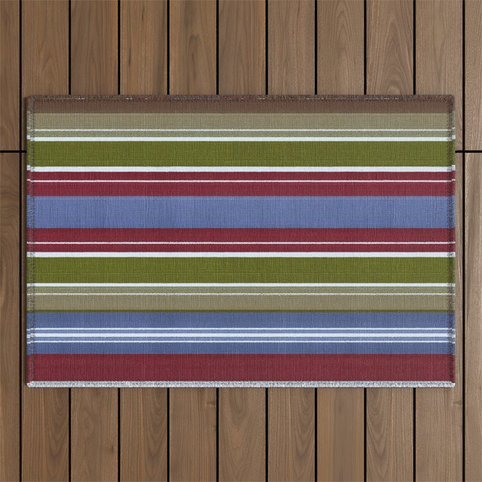 Warm Heritage Stripe Design Outdoor Rug Gallery Image 1