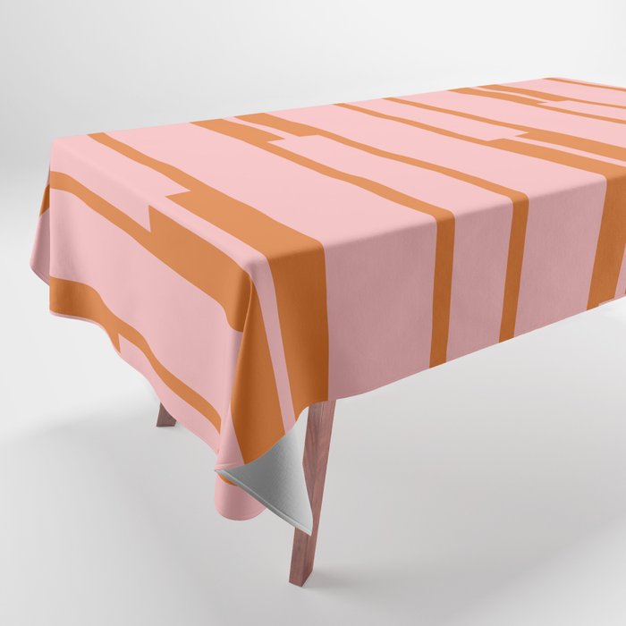 Geo Chain Pink and Orange Geometric Block Stripes Vertical Pattern Tablecloth Gallery Image 1