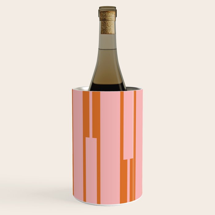 Geo Chain Pink and Orange Geometric Block Stripes Vertical Pattern Wine Chiller Gallery Image 3