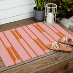 Geo Chain Pink and Orange Geometric Block Stripes Vertical Pattern Outdoor Rug Gallery Image 2