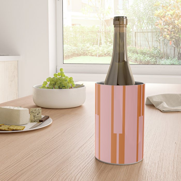 Geo Chain Pink and Orange Geometric Block Stripes Vertical Pattern Wine Chiller Gallery Image 4