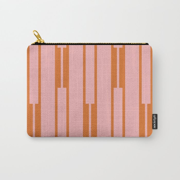 Geo Chain Pink and Orange Geometric Block Stripes Vertical Pattern Carry All Pouch Gallery Image 1