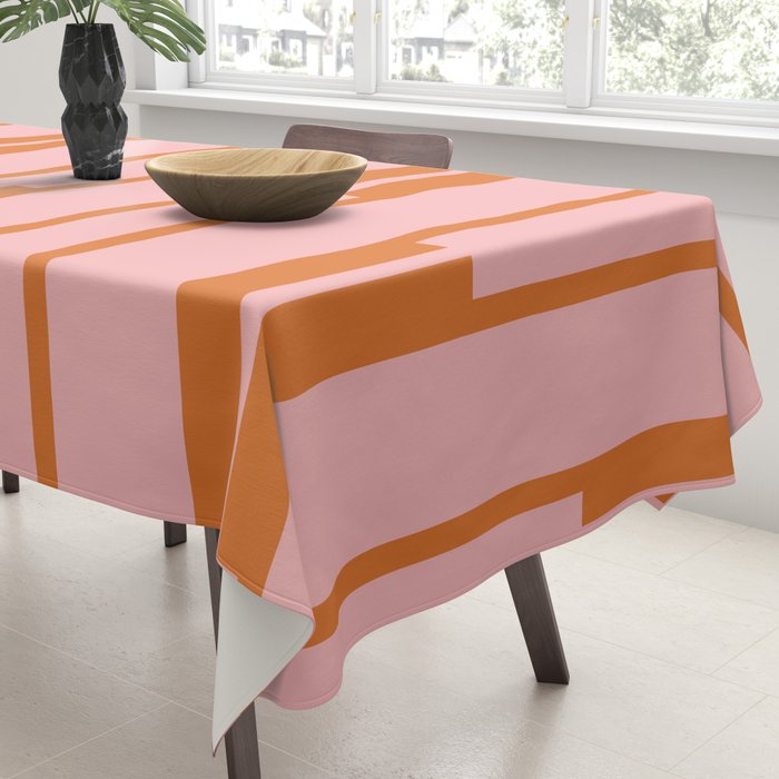Geo Chain Pink and Orange Geometric Block Stripes Vertical Pattern Tablecloth Gallery Image 3