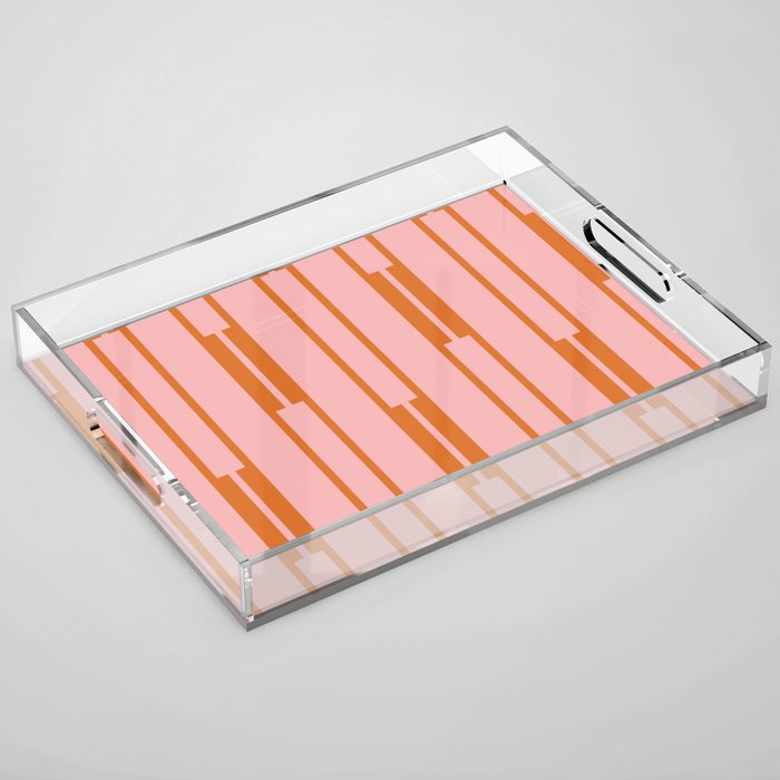 Geo Chain Pink and Orange Geometric Block Stripes Vertical Pattern Acrylic Tray Gallery Image 1