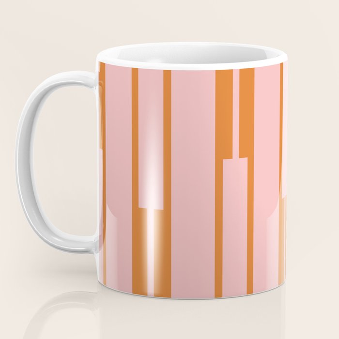 Geo Chain Pink and Orange Geometric Block Stripes Vertical Pattern Coffee Mug Gallery Image 3