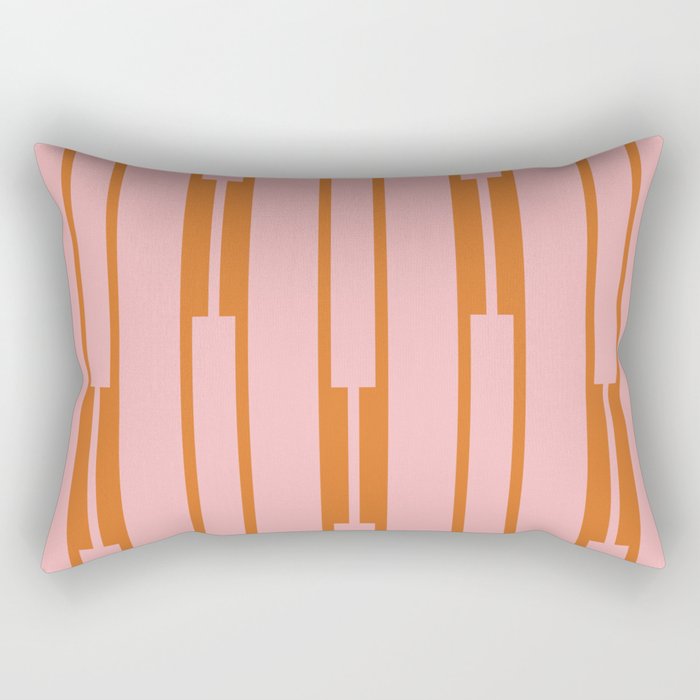 Geo Chain Pink and Orange Geometric Block Stripes Vertical Pattern Rectangular Pillow Gallery Image 2