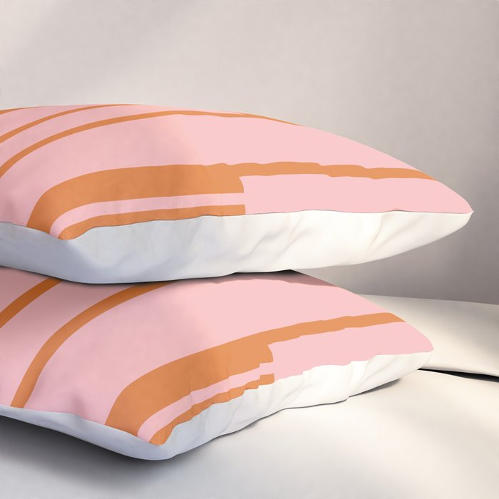 Geo Chain Pink and Orange Geometric Block Stripes Vertical Pattern Pillow Sham Gallery Image 3