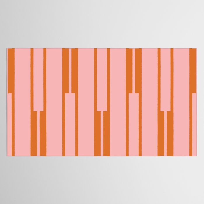 Geo Chain Pink and Orange Geometric Block Stripes Vertical Pattern Tablecloth Gallery Image 2
