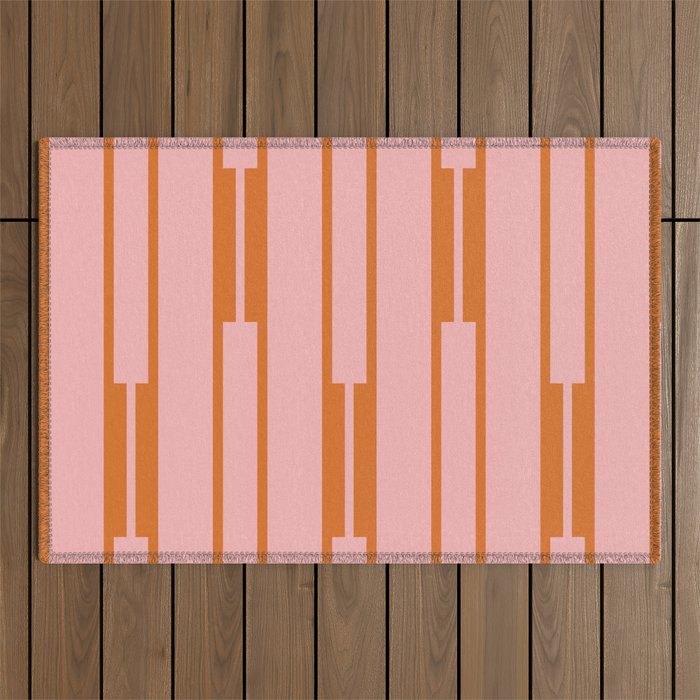 Geo Chain Pink and Orange Geometric Block Stripes Vertical Pattern Outdoor Rug Gallery Image 1