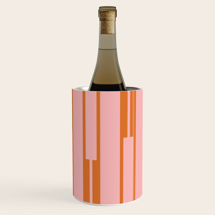 Geo Chain Pink and Orange Geometric Block Stripes Vertical Pattern Wine Chiller Gallery Image 2
