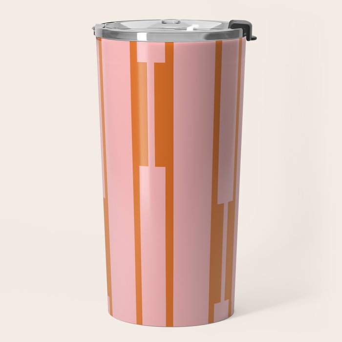 Geo Chain Pink and Orange Geometric Block Stripes Vertical Pattern Travel Mug Gallery Image 2