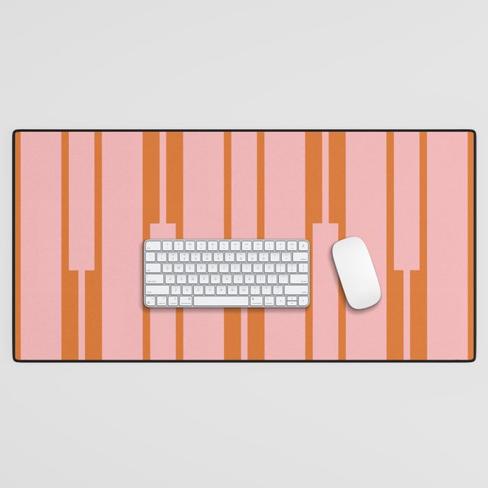 Geo Chain Pink and Orange Geometric Block Stripes Vertical Pattern Desk Mat Gallery Image 1