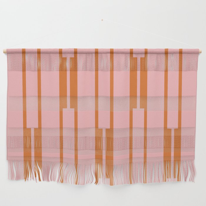 Geo Chain Pink and Orange Geometric Block Stripes Vertical Pattern Wall Hanging Gallery Image 1