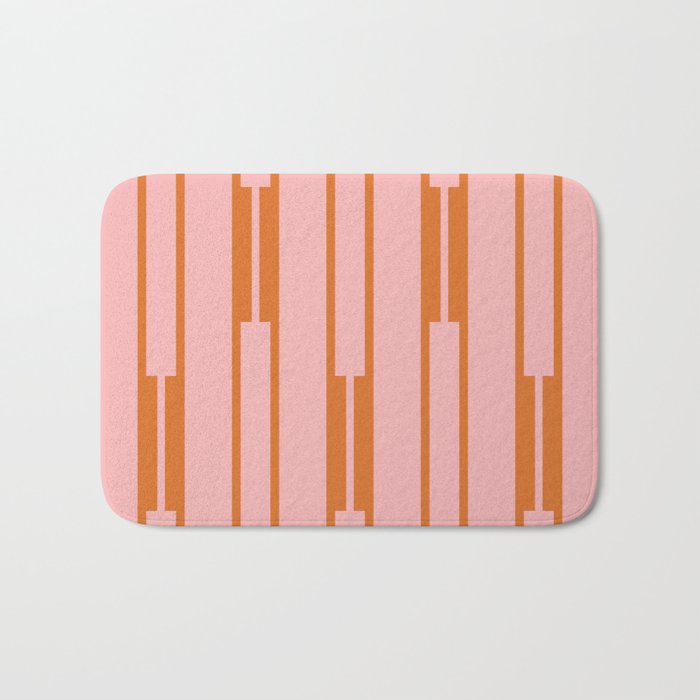 Geo Chain Pink and Orange Geometric Block Stripes Vertical Pattern Bath Mat Gallery Image 1