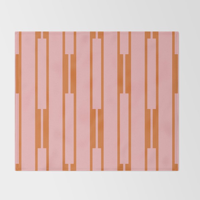 Geo Chain Pink and Orange Geometric Block Stripes Vertical Pattern Throw Blanket Gallery Image 2