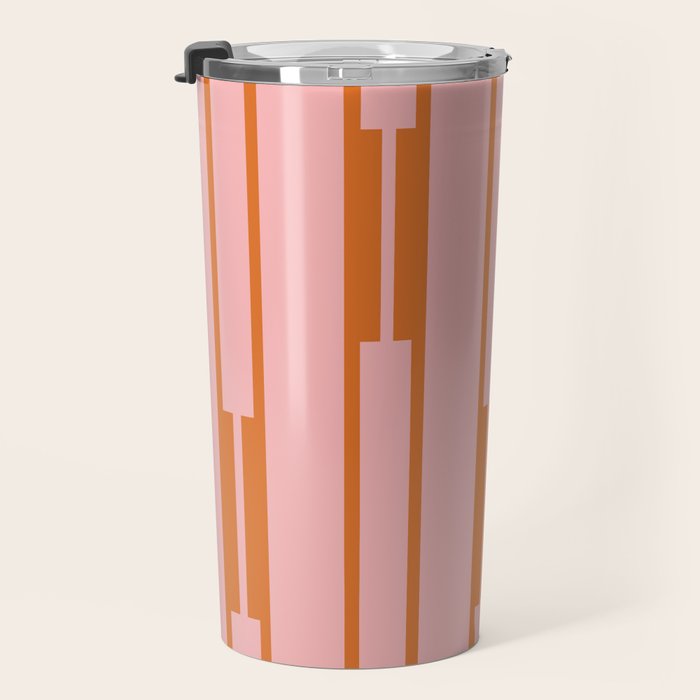 Geo Chain Pink and Orange Geometric Block Stripes Vertical Pattern Travel Mug Gallery Image 3