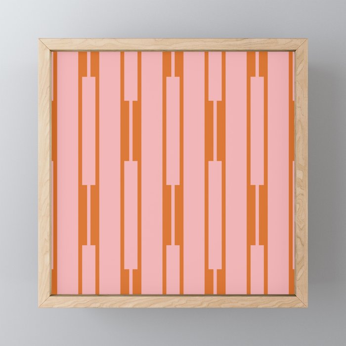 Geo Chain Pink and Orange Geometric Block Stripes Vertical Pattern Mini Art Print Gallery Image 1
