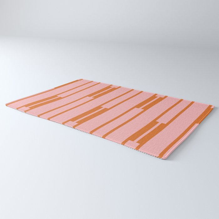 Geo Chain Pink and Orange Geometric Block Stripes Vertical Pattern Rug Gallery Image 3