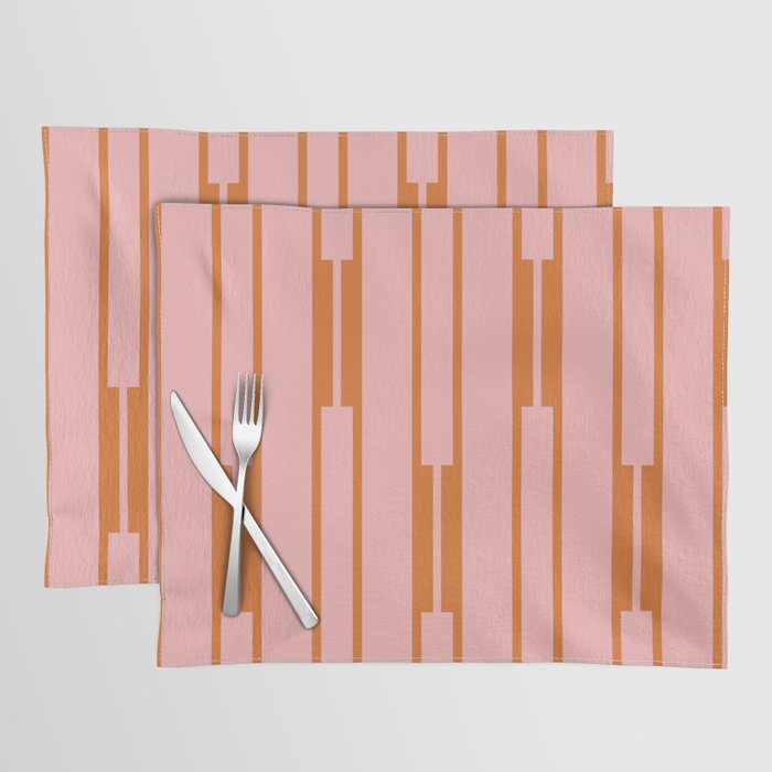 Geo Chain Pink and Orange Geometric Block Stripes Vertical Pattern Placemat Gallery Image 1