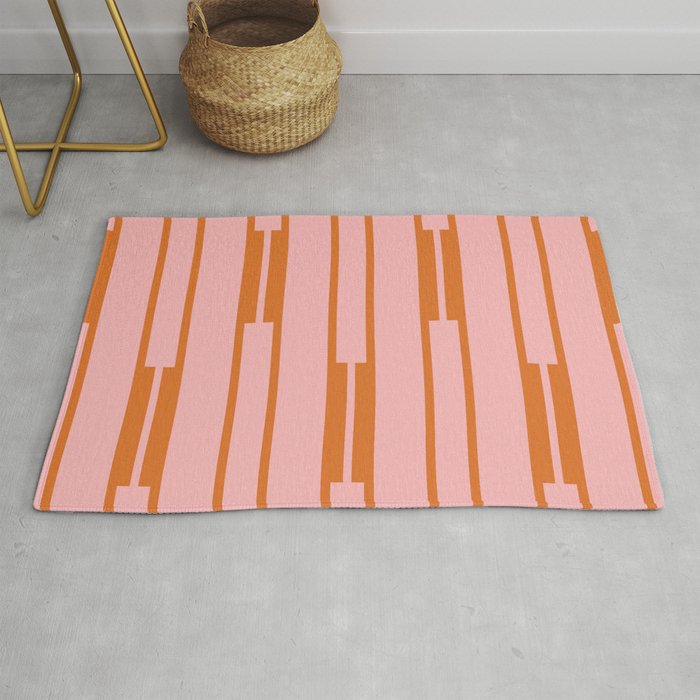 Geo Chain Pink and Orange Geometric Block Stripes Vertical Pattern Rug Gallery Image 1