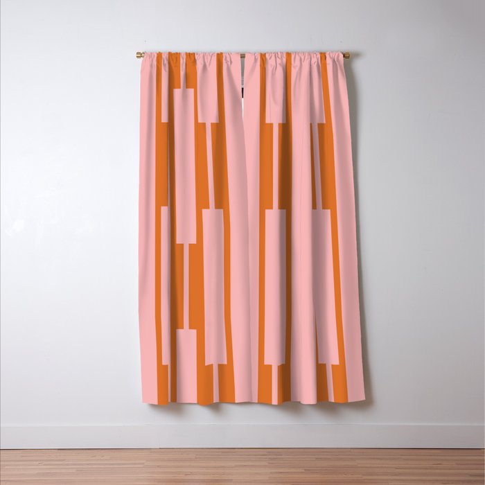 Geo Chain Pink and Orange Geometric Block Stripes Vertical Pattern Window Curtain Gallery Image 3