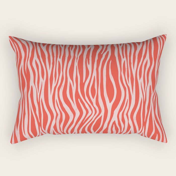 Dopamine Zebra Stripe Animal Print In Red Rectangular Pillow Gallery Image 1