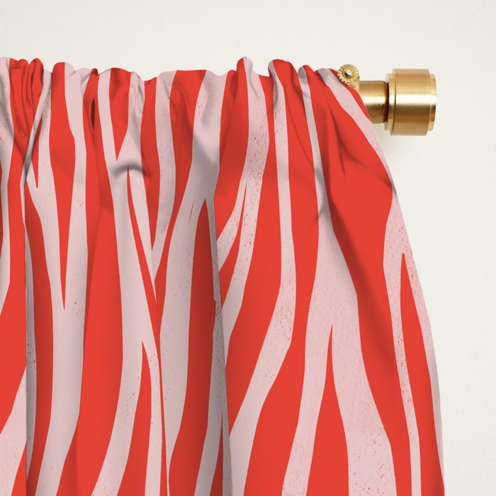 Dopamine Zebra Stripe Animal Print In Red Window Curtain Gallery Image 2