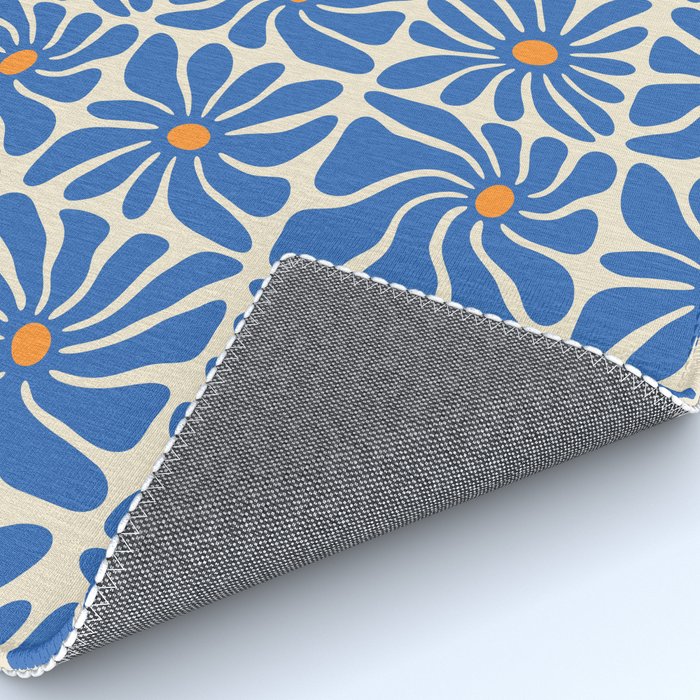 Vintage blue flower art pattern Rug Gallery Image 4