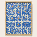 Vintage blue flower art pattern Serving Tray Gallery Image 1