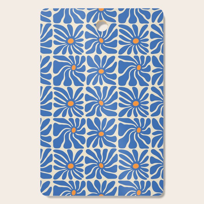Vintage blue flower art pattern Cutting Board Gallery Image 1