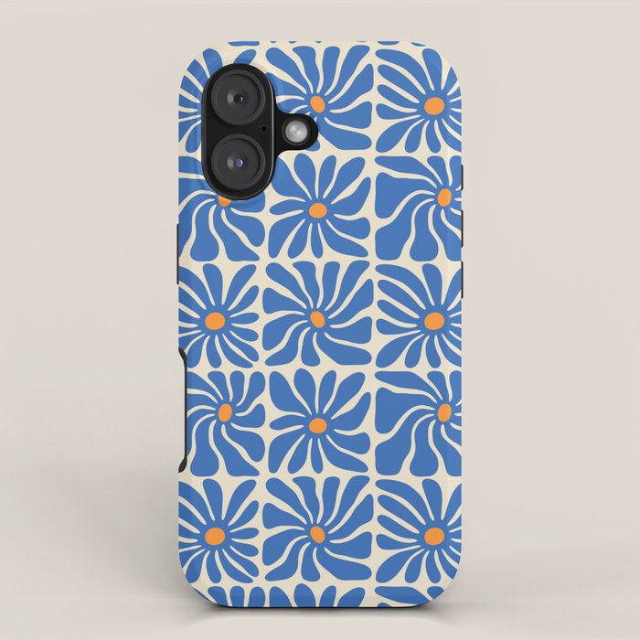 Vintage blue flower art pattern iPhone Case Gallery Image 1