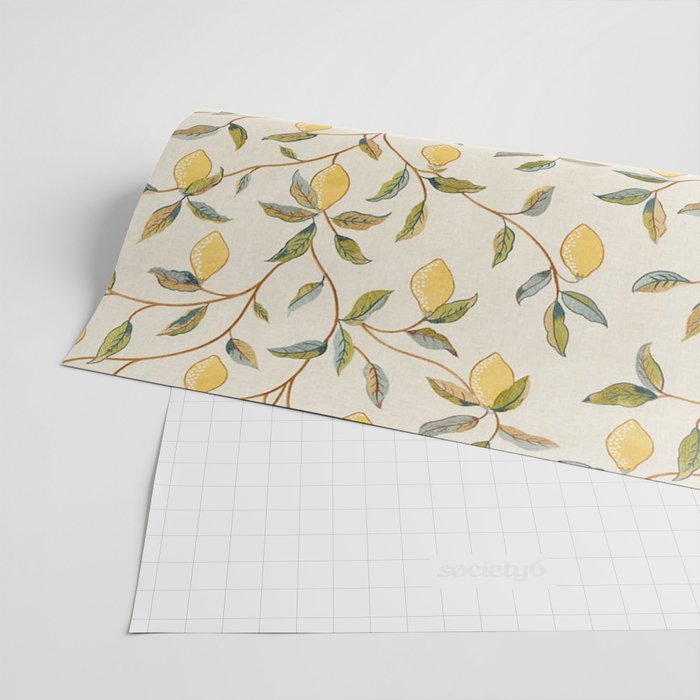 William Morris Vintage Lemon Tree Pattern Wrapping Paper Gallery Image 2