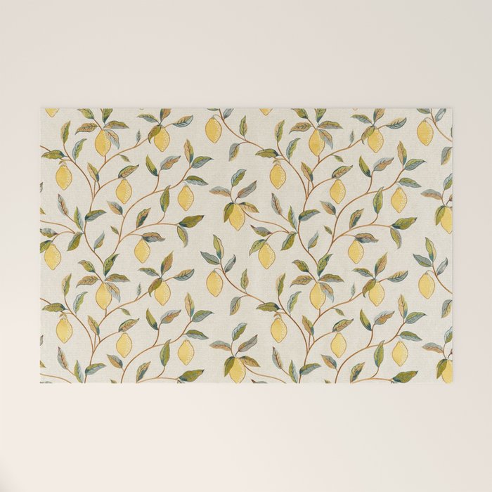 William Morris Vintage Lemon Tree Pattern Welcome Mat Gallery Image 1