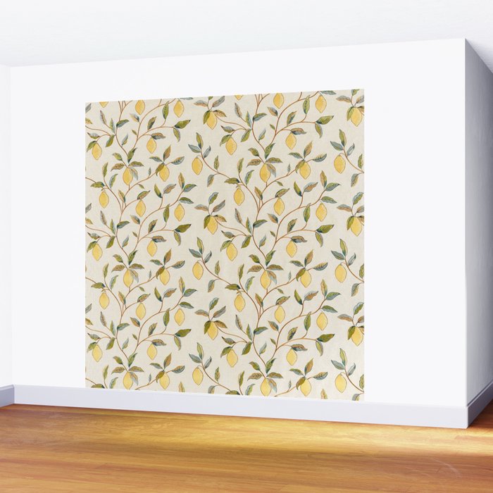 William Morris Vintage Lemon Tree Pattern Wall Mural Gallery Image 2