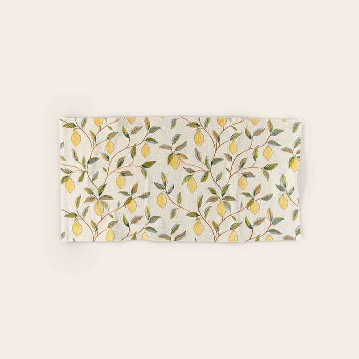 William Morris Vintage Lemon Tree Pattern Bath Towel Gallery Image 1