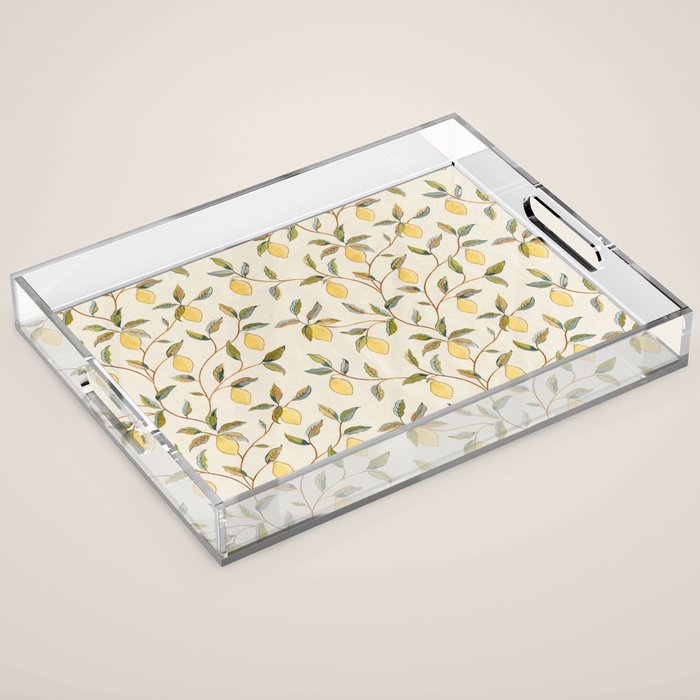 William Morris Vintage Lemon Tree Pattern Acrylic Tray Gallery Image 1