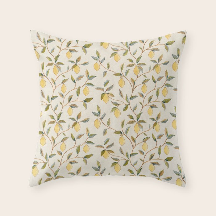 William Morris Vintage Lemon Tree Pattern Throw Pillow Gallery Image 6