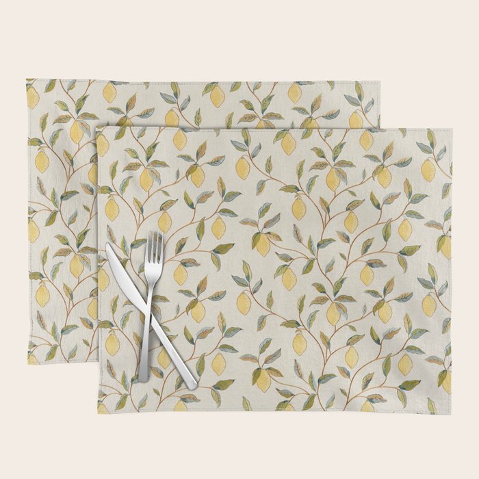 William Morris Vintage Lemon Tree Pattern Placemat Gallery Image 1