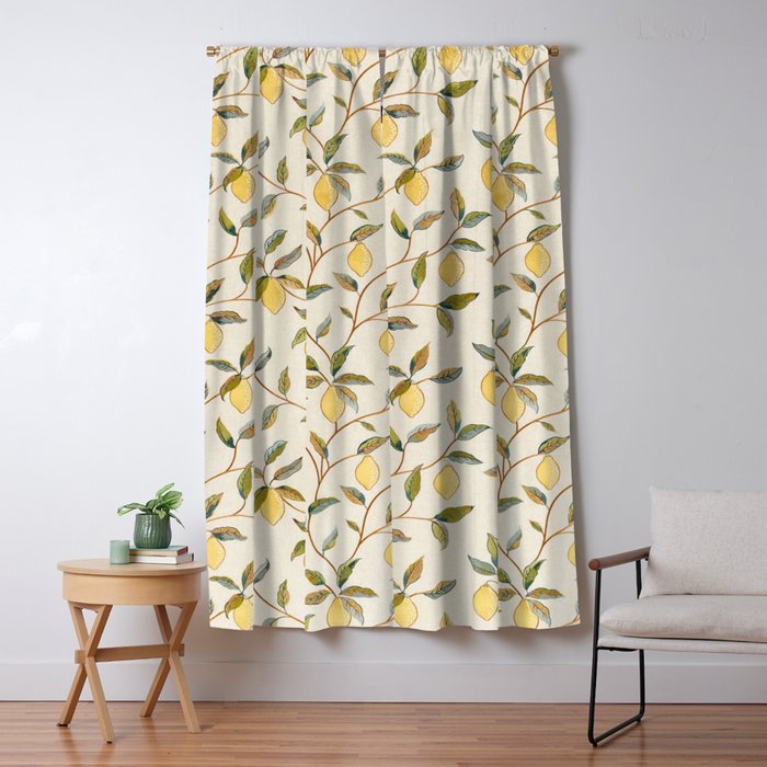 William Morris Vintage Lemon Tree Pattern Window Curtain Gallery Image 5